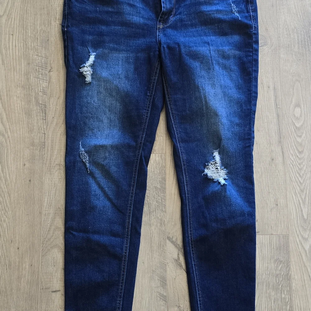 Classic Navy Distressed Skinny Jeans - Picture 6 of 16